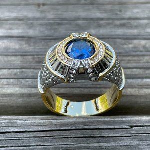 Men Rings Crystal Accent Gold/Silver Tone Men Fashion Ring Jewelry Size 11